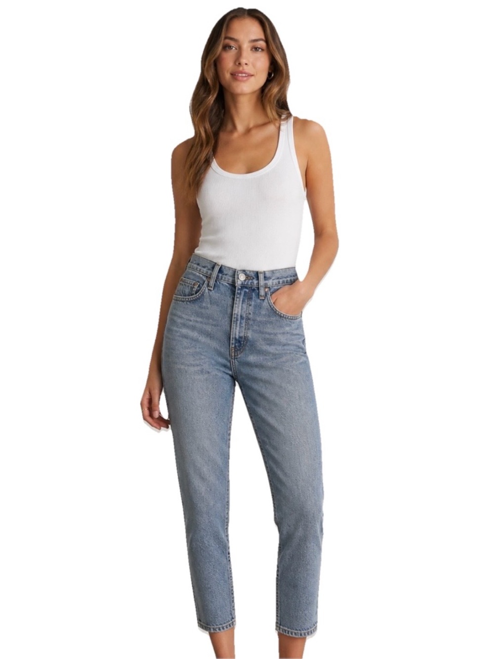 REDONE Women’s Blue Denim High Rise Ankle Crop Jeans Size 26